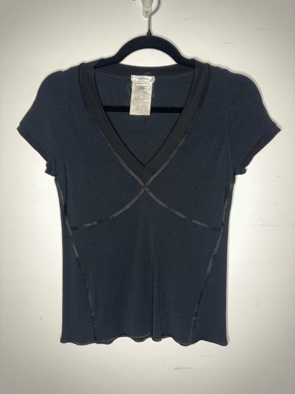 Vintage MaxMara Black V-Neck Short Sleeve Top